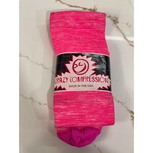 Crazy Compression Women One Size Socks 1 Pair Hot Pink Stretch USA Space Dye New
